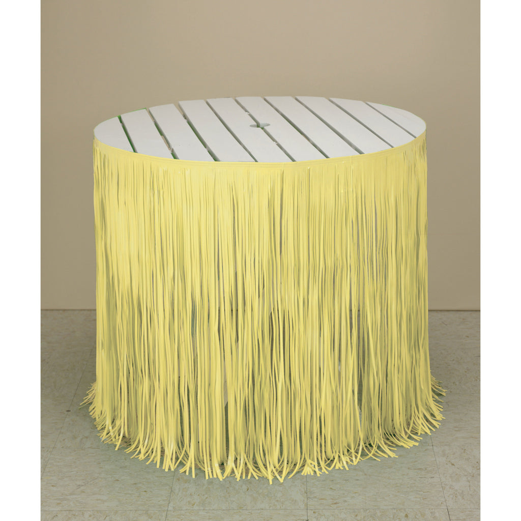 Yellow Fringed Plastic Table Skirting